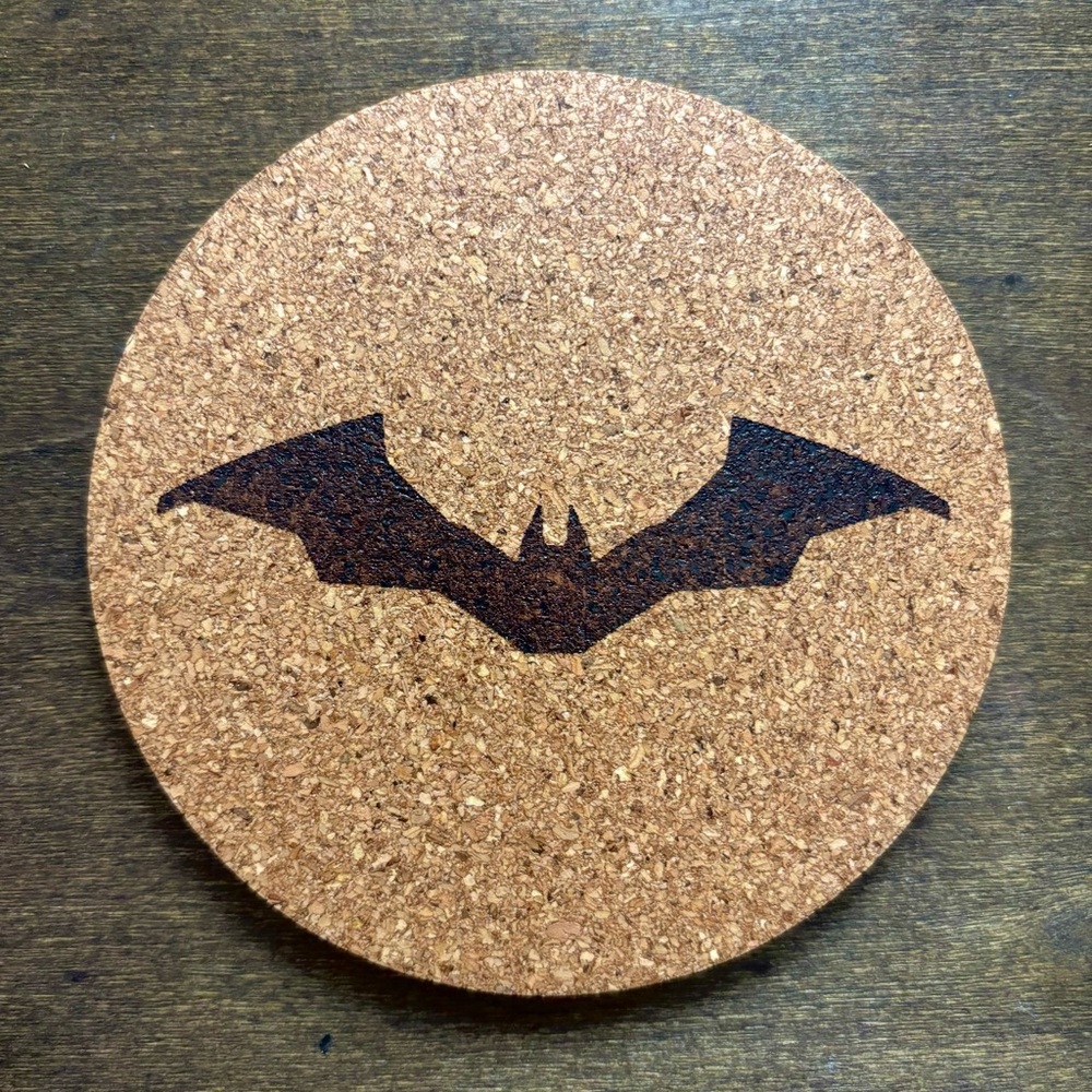 Batman Robert Pattinson Logo Laser Engraved Cork Coaster